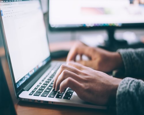 Person taking a short break from computer work
